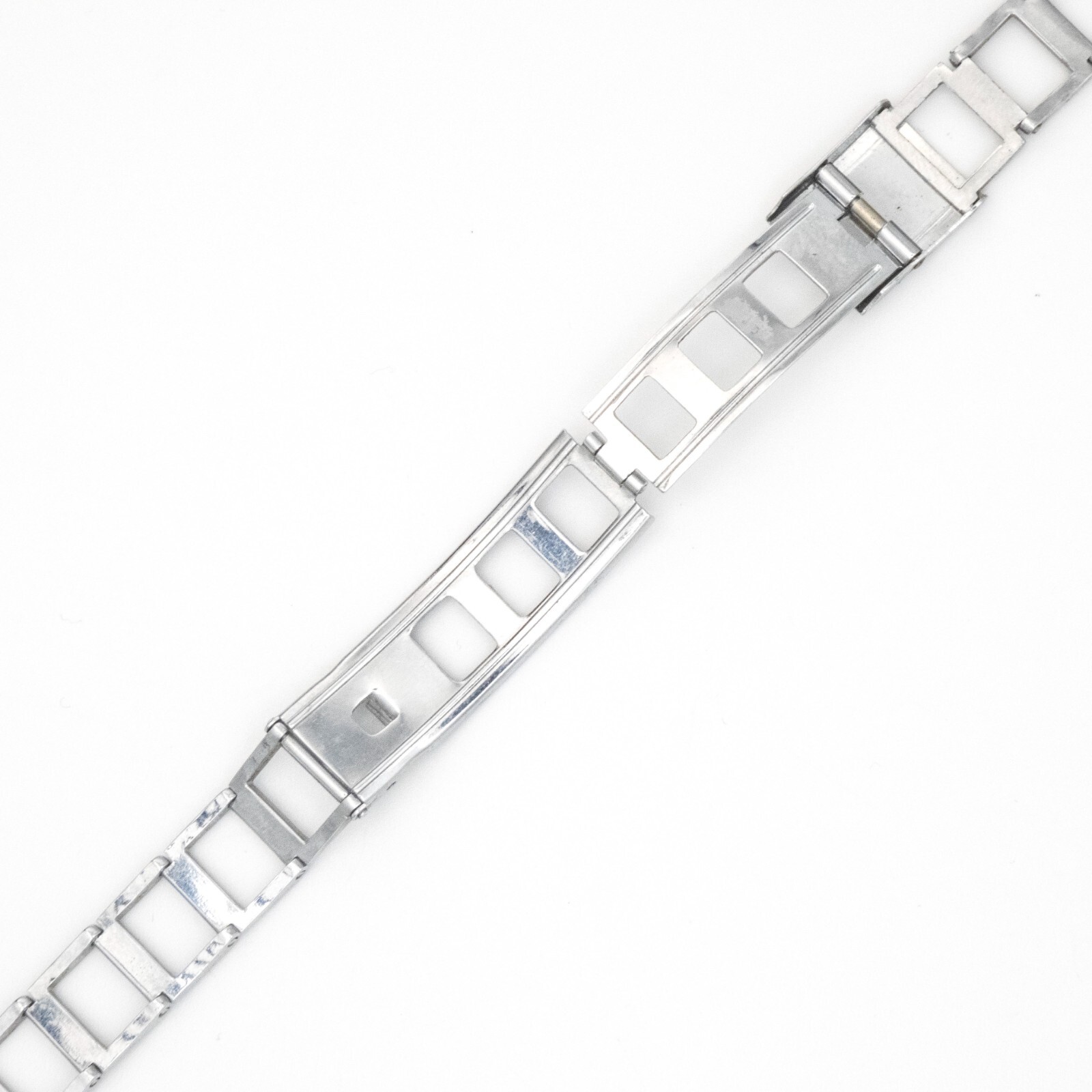 Vintage 10.8 mm ladder style open link wristwatch bracelet with trifold clasp