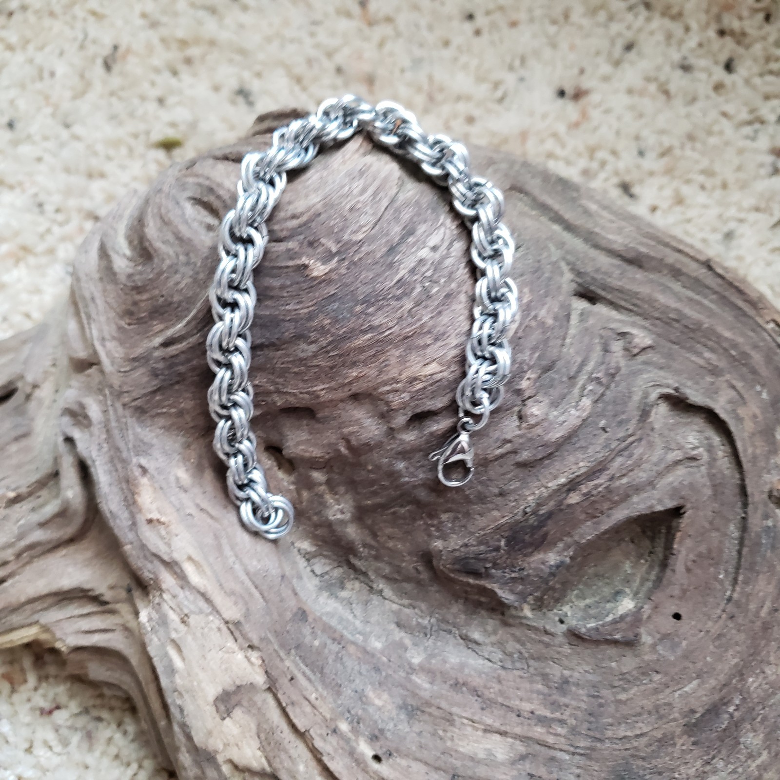 Double Spiral Aluminum Chainmail Bracelet/Free Earrings
