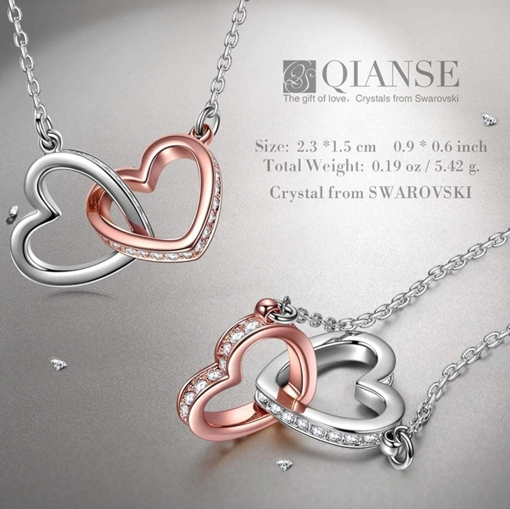 Women’s 18″ Necklace White & Rose Gold Plated with Swarovski Crystals