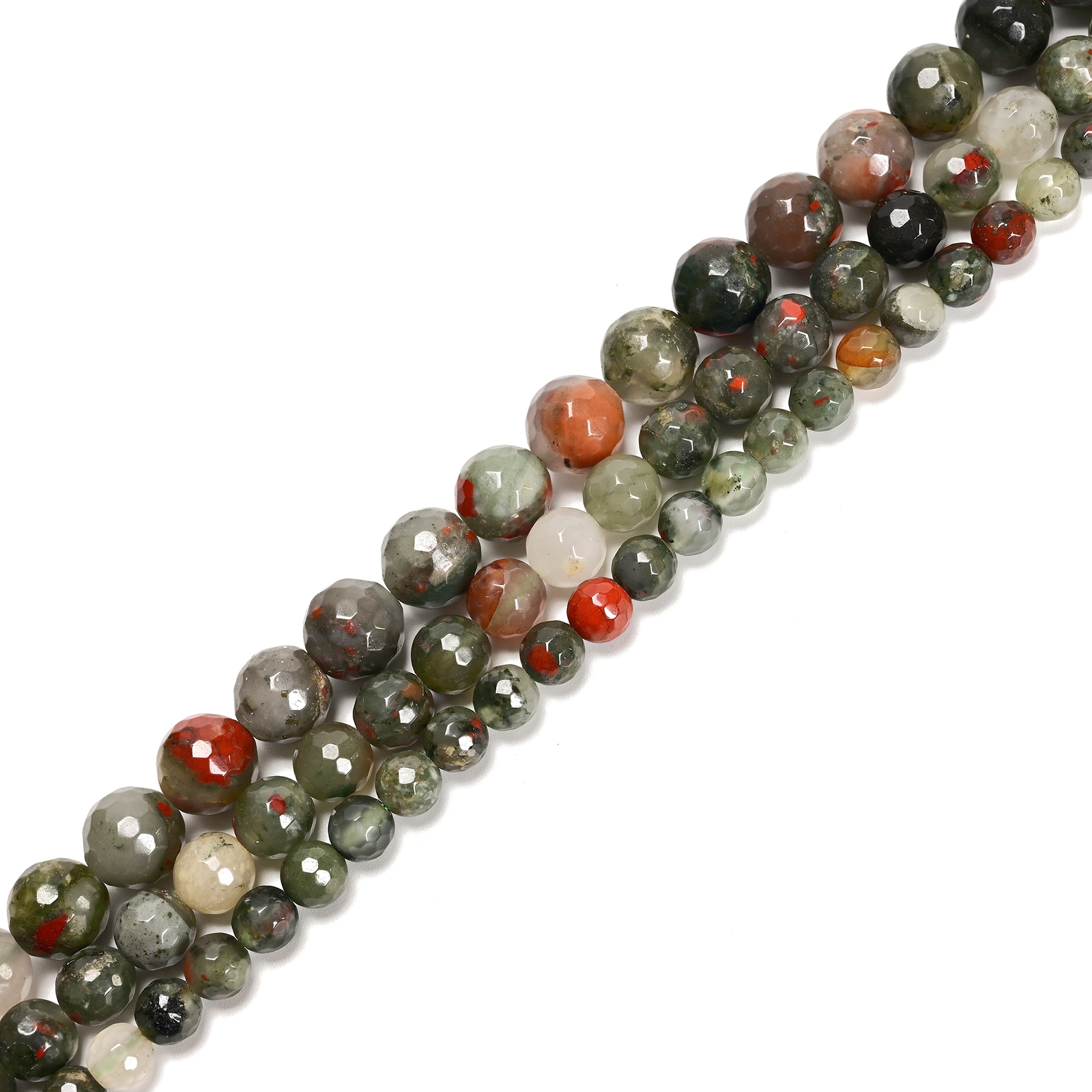 African Bloodstone Faceted Round Beads 6mm 8mm 10mm 15.5″ Strand