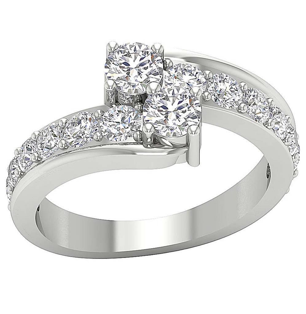 Forever Us 2 Stone Journey Solitaire Lab Grown Diamond Ring VS F 2.10Ct 14K Gold