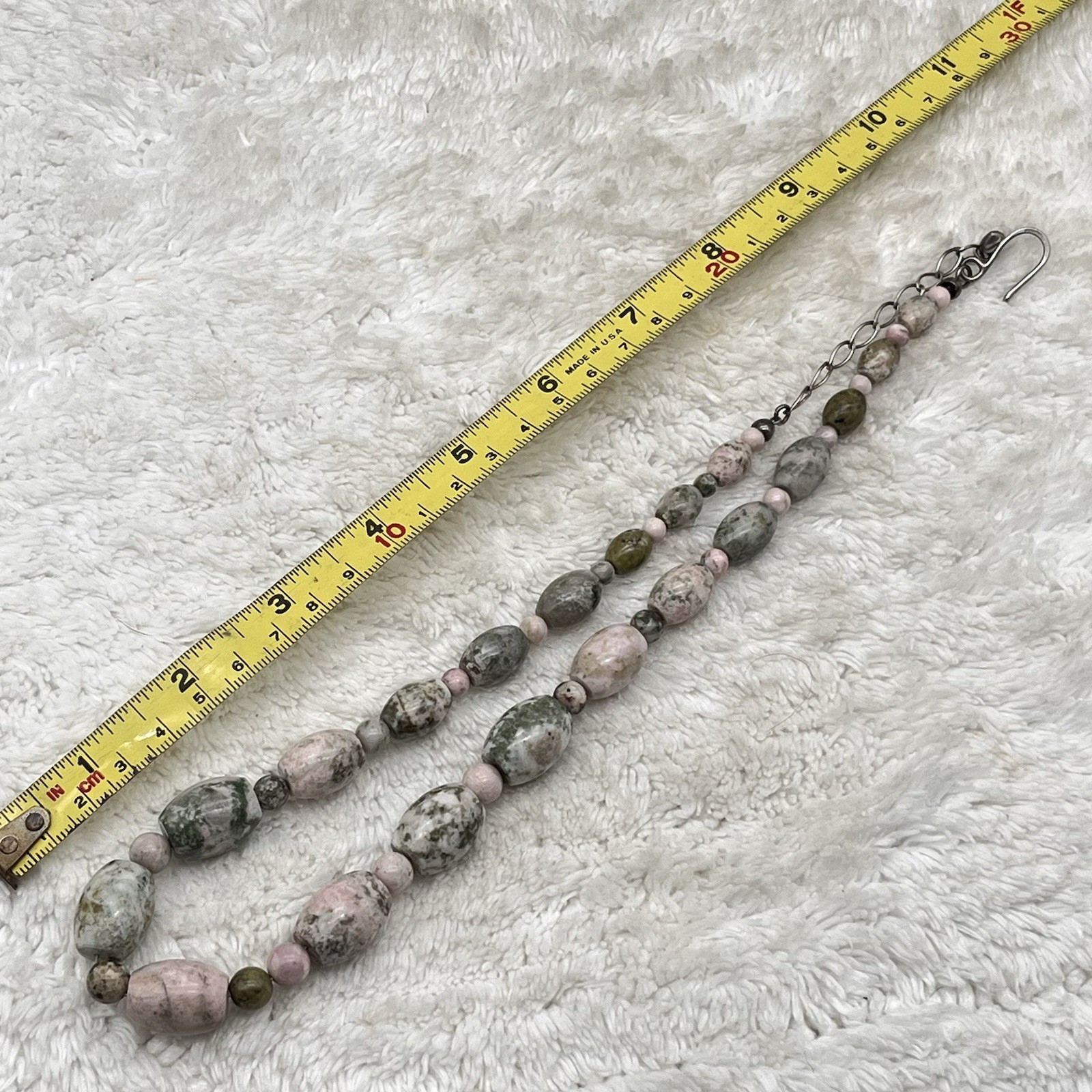 Jay King DTR Necklace Mine Finds Green Pink Rhodonite Beads Sterling Clasp 18″