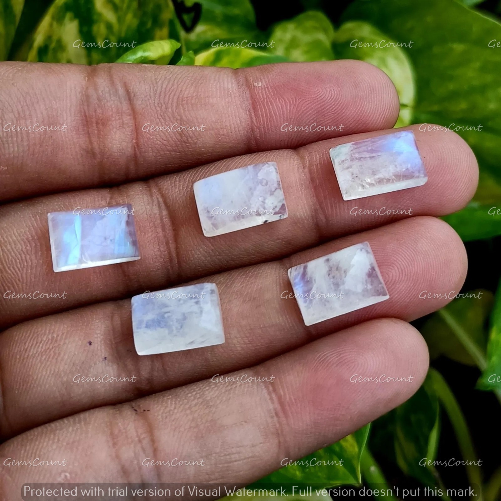Natural Rainbow Moonstone Rectangle Cabochon Blue Fire Gemstone 5x7mm-12x16mm