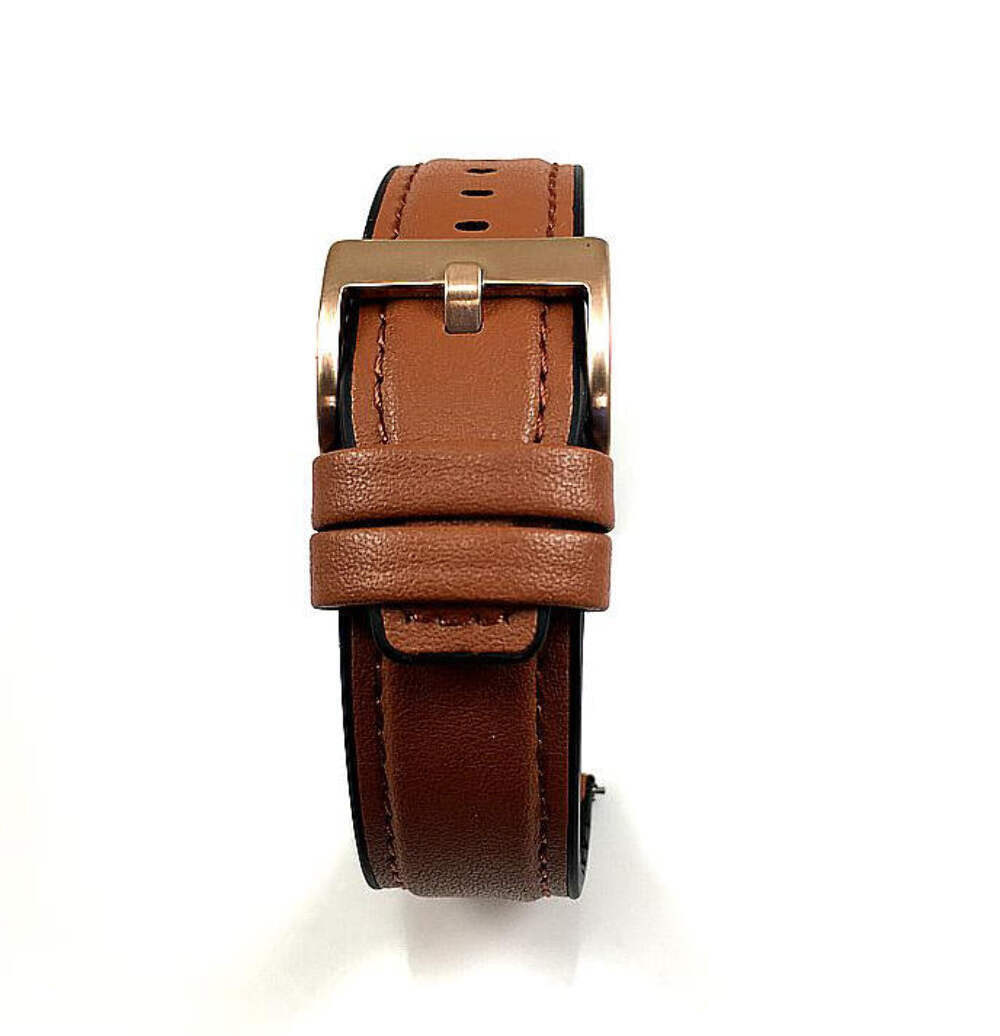 Light Brown Leather Watch Strap Quick Release Band Rose Gold Steel Buckle #1528