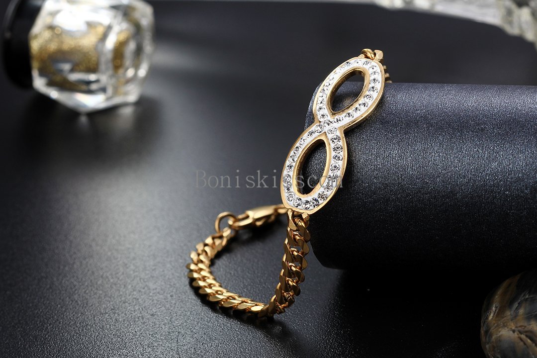 Infinity Symbol Charm Braided Chain Stainless Steel Bangle Bracelet Women’s Gift