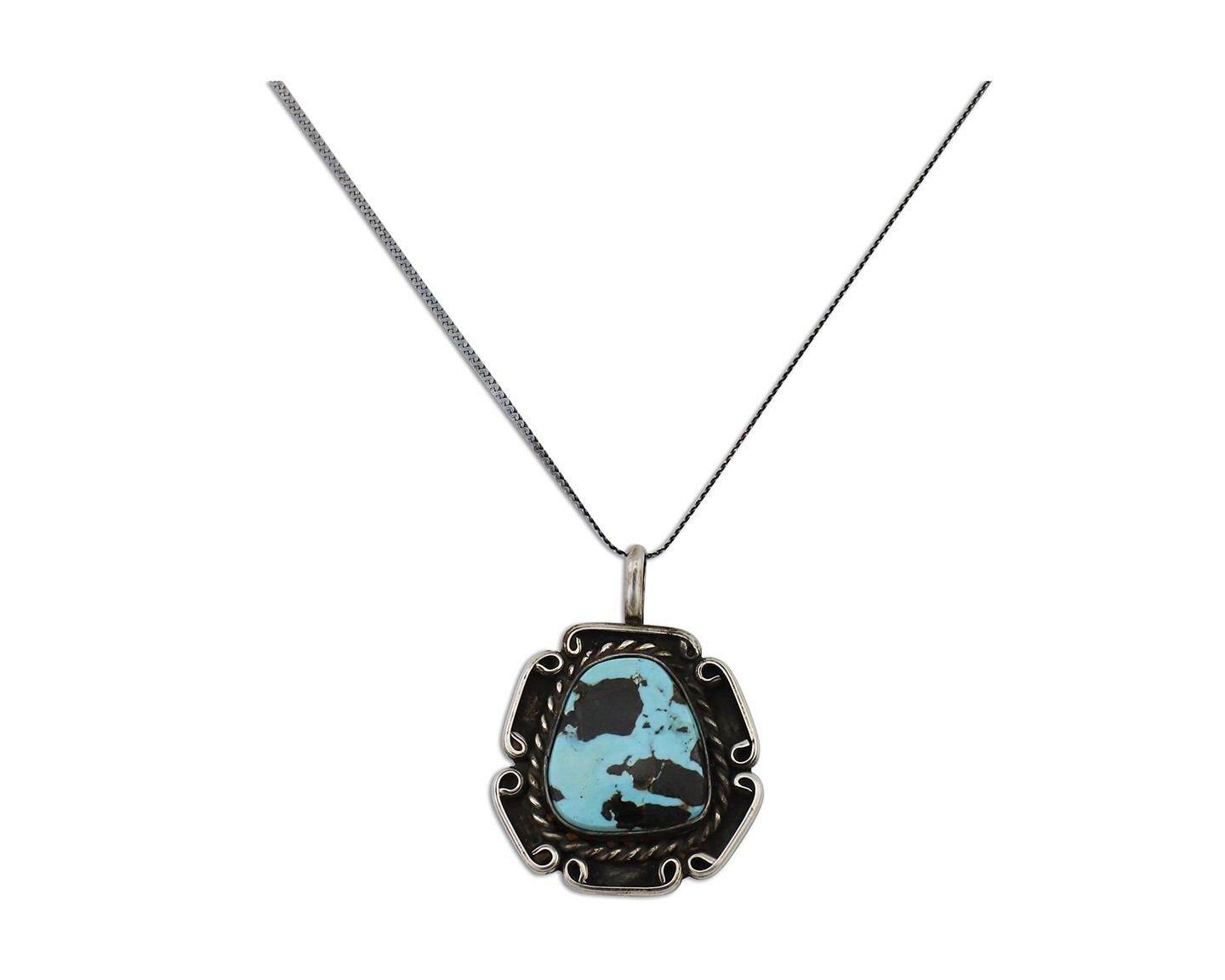 Navajo Necklace 925 Silver Dry Creek Turquoise Native American Artist C.90’s