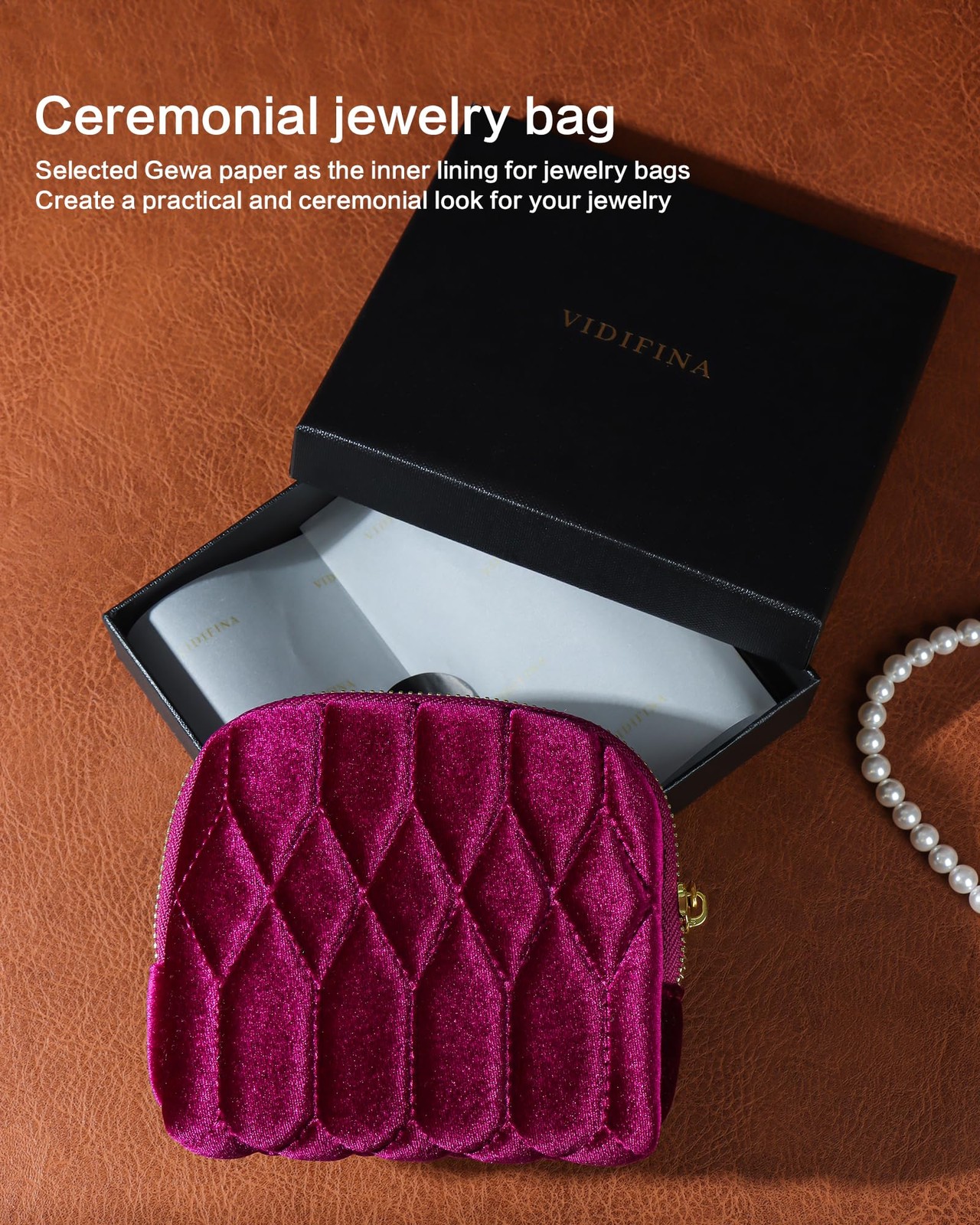 Vidifina Travel Jewelry Case,Mini Bag with Zipper, RosePurple