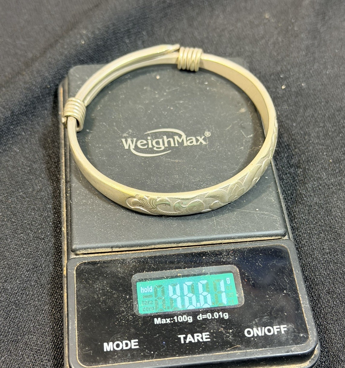 Hmong Hill Tribe Unisex Silver Bracelet Fish Lotus Design (46+ grams)