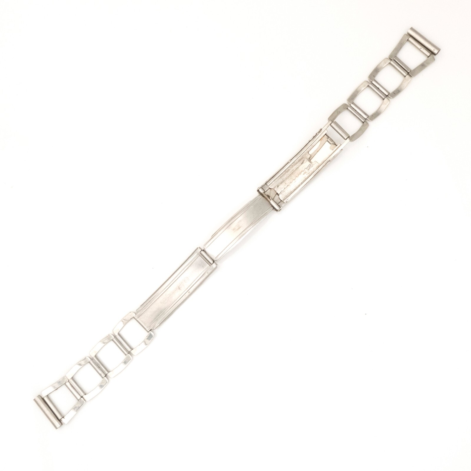 Vintage Saber 13.9 mm stainless steel open link watch bracelet w/trifold clasp