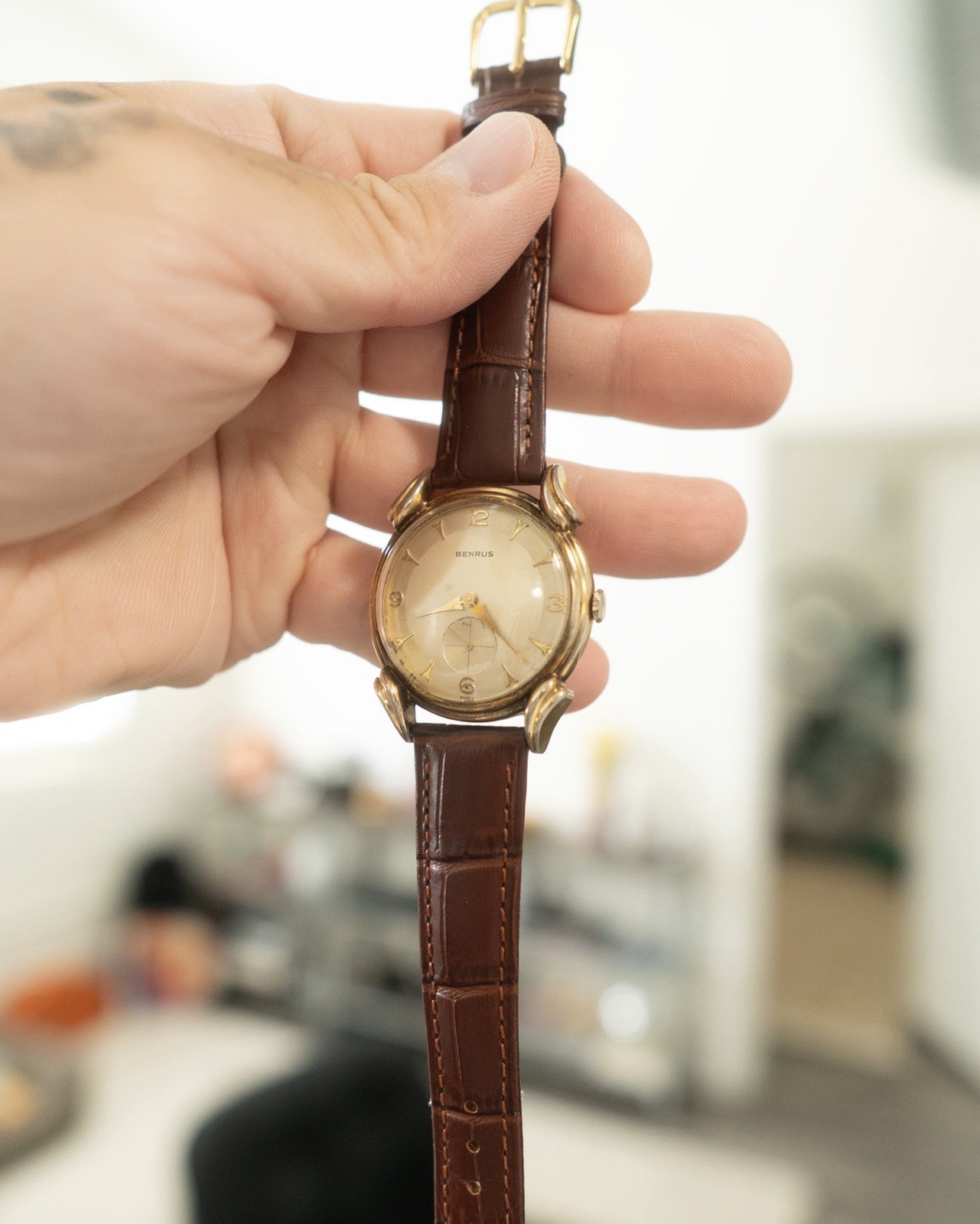 Benrus Vintage Manual Wind Beige Dial Small Seconds