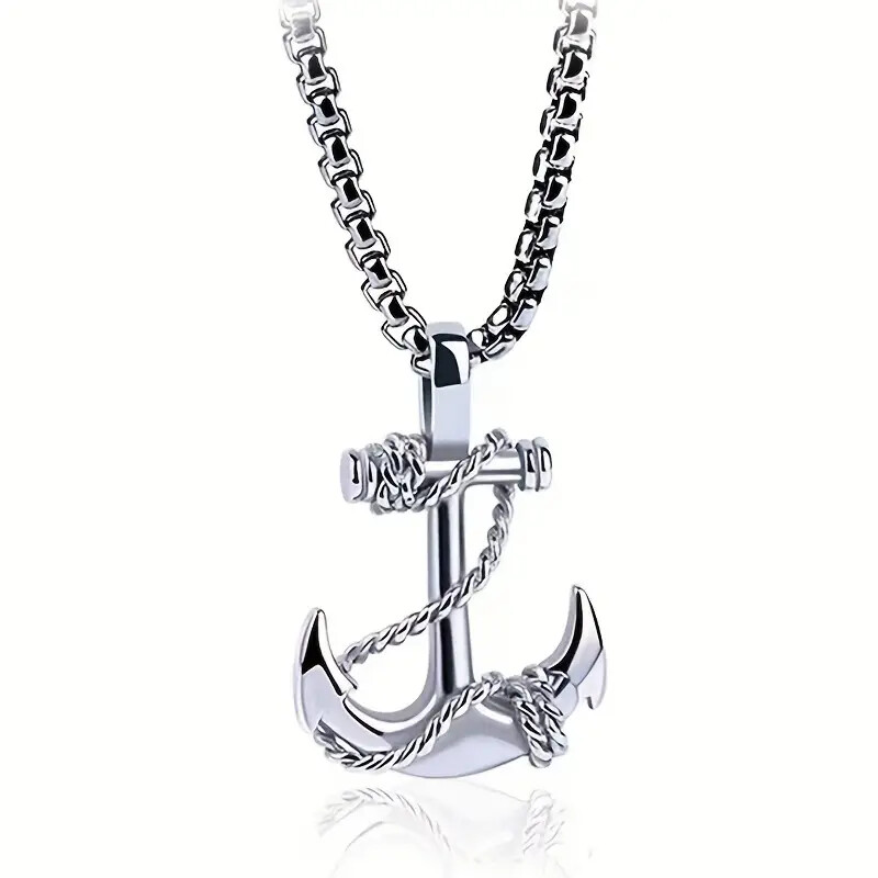Ships Anchor Alloy Pendant Wrap Necklace Gold Black Or Silver