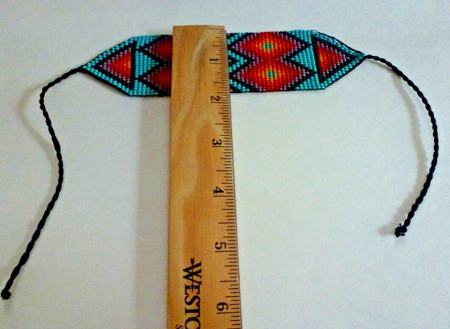 Artisan Handcrafted Turquoise Red Yellow Black Bead Bracelet 7″ Gift