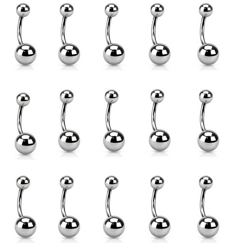 20 PC LOT 14G PLAIN 5&8 MM BALL SURGICAL STEEL BELLY BUTTON NAVEL RINGS BARBELLS
