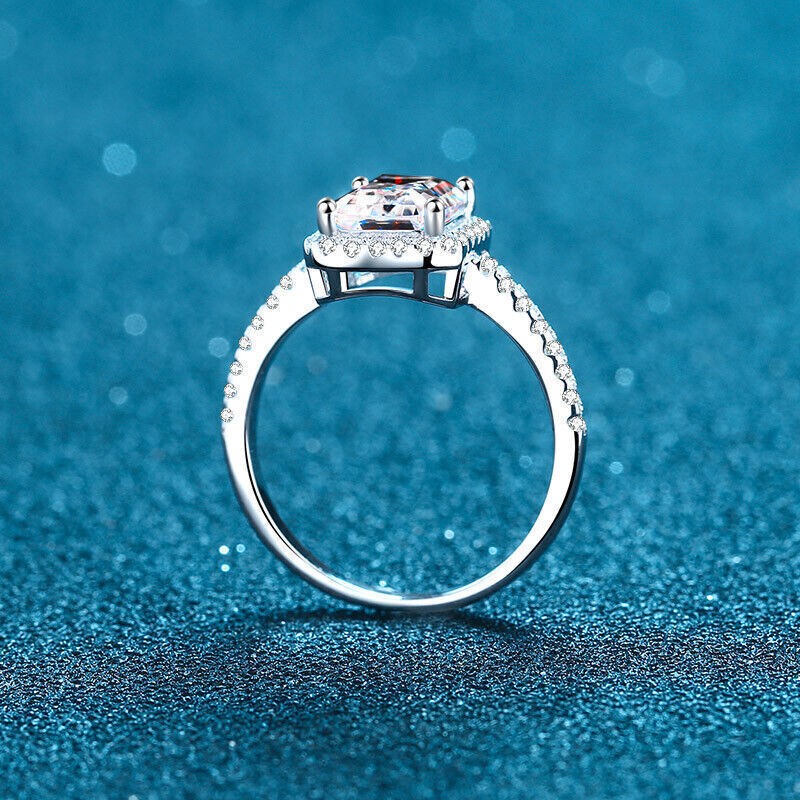 1Ct 2Ct Radiant Cut VVS1 Moissanite Engagement Ring 925 Sterling Silver Size 5-9