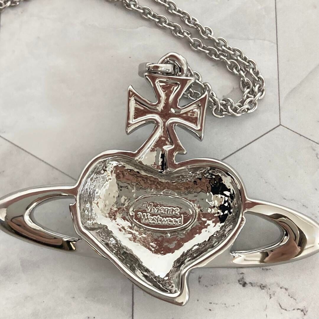 Diamante Black Heart Orb Necklace Pendant with drawstring