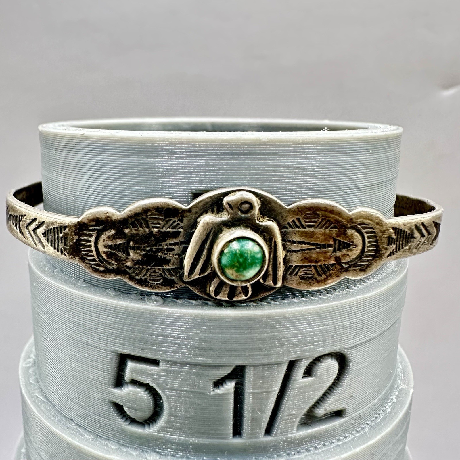 Native American Cuff Bracelet Fred Harvey Era Sterling Silver Turquoise Size 5 S