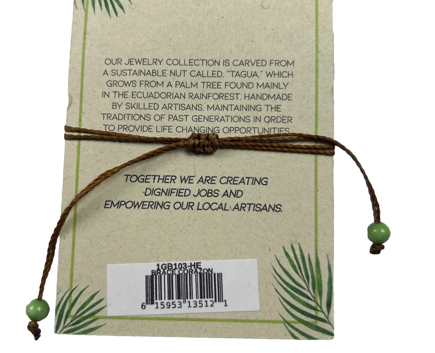Fair Trade Tagua Nut Organic Bracelet Jewelry (Sustainable & Eco-Friendly)