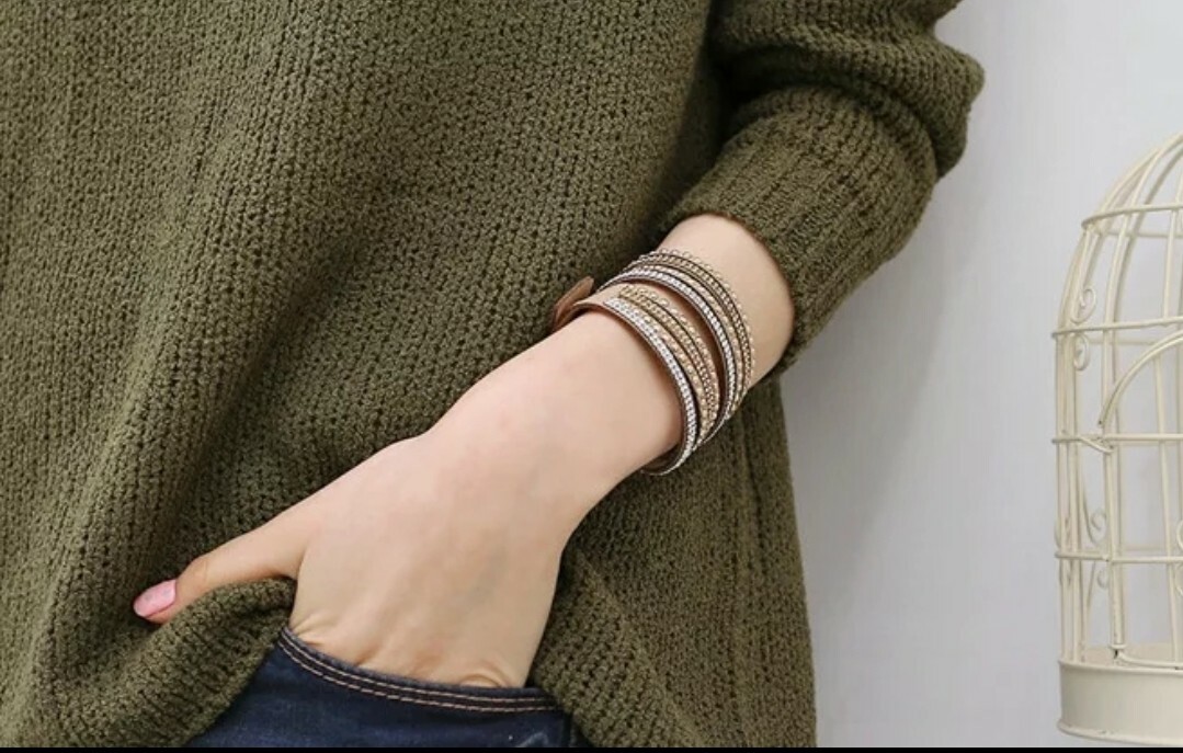 Fashion Jewelry Rhinestone Crystal Wrap Multi Layer Women’s Bracelets 38-2