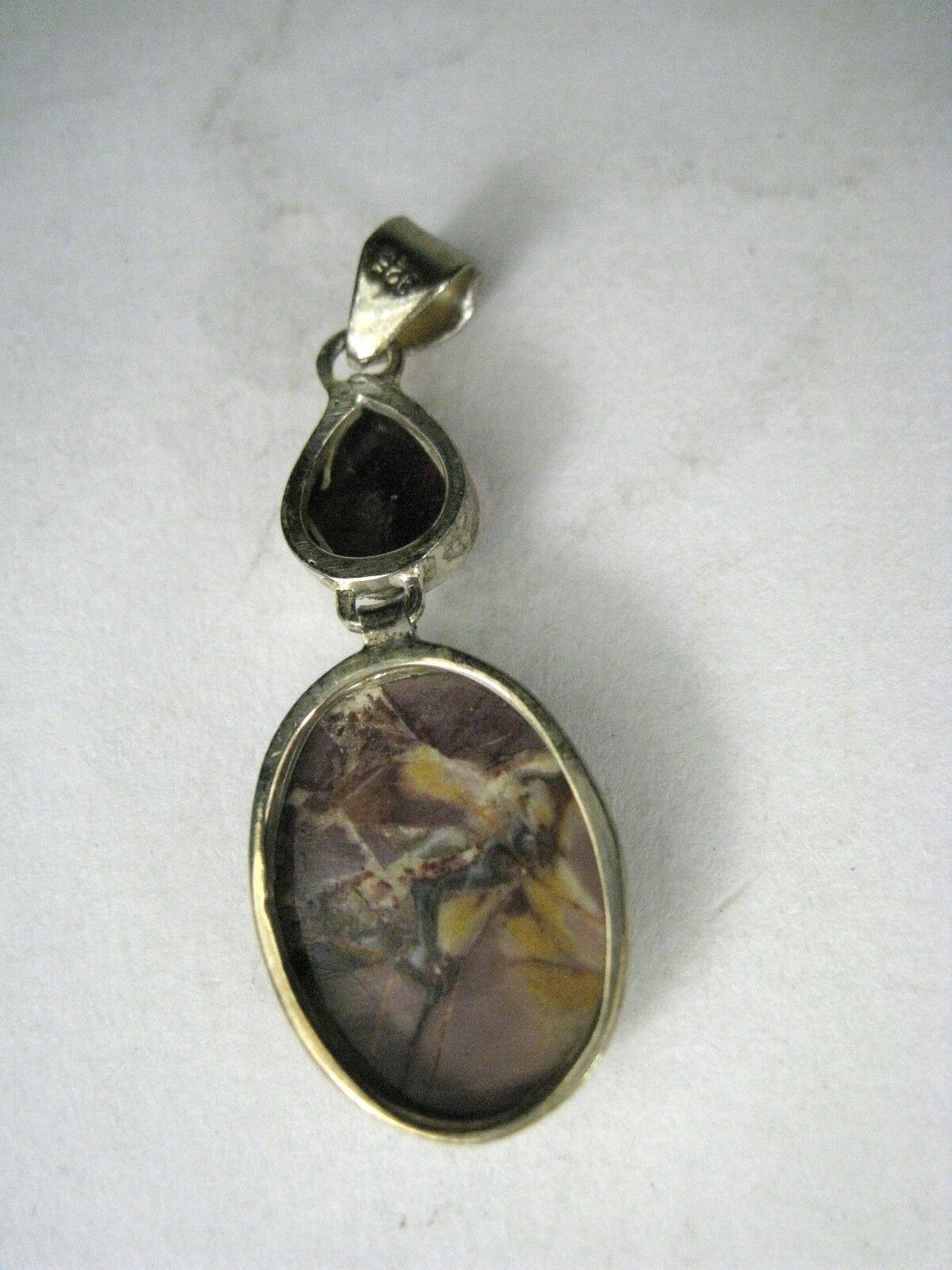 Agate Stone Pendant ONLY Sterling Silver 925 Red Pink 2 Inch Jewelry Dangle