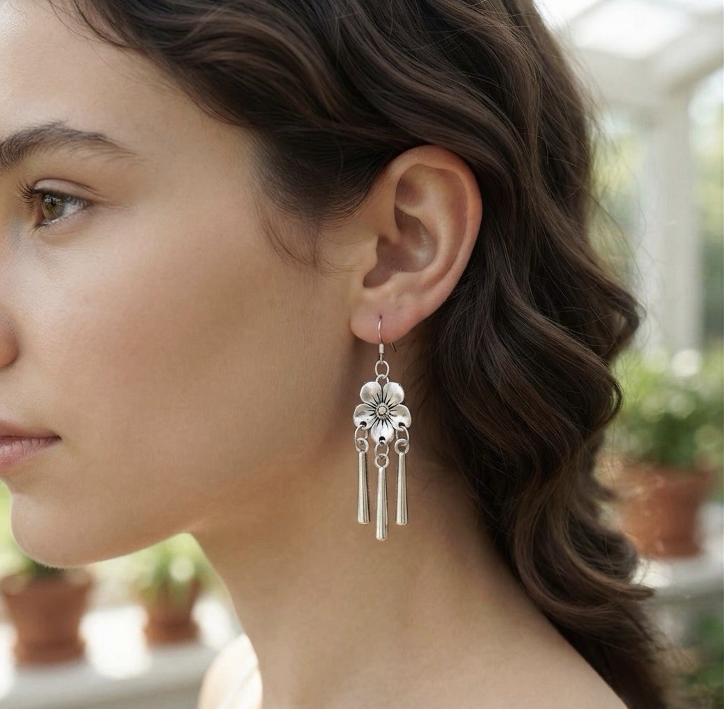 Silver Bohemian Ethnic Drop Dangle Earrings Alloy Tassel Jhumka Trendy Earring