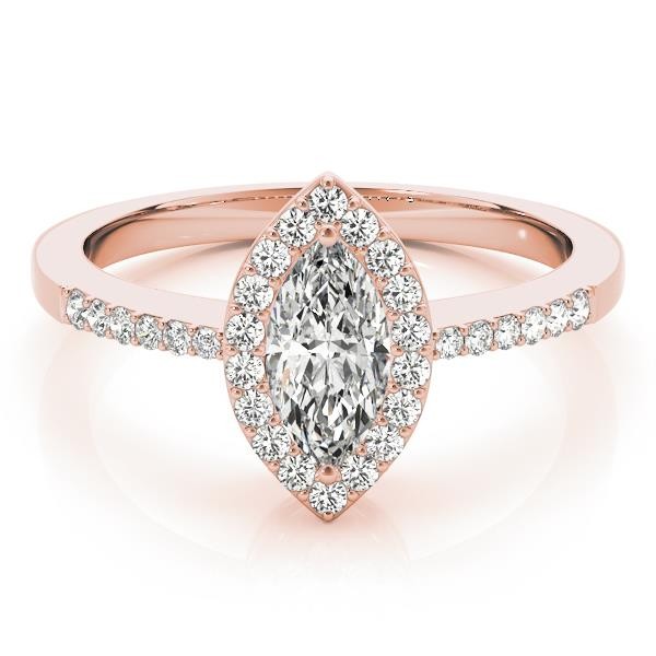 Marquise Halo Solitaire Engagement Ring Gold Lab Grown Diamond VS F 0.75-1.75 Ct