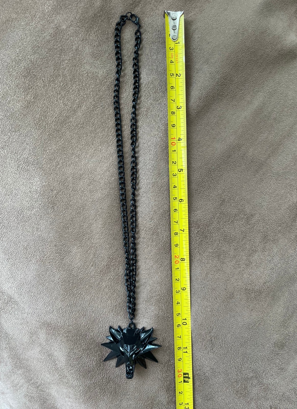 The Witcher Wild Hunt Wolf Medallion Black, Men Women Unisex, 19″ Chain