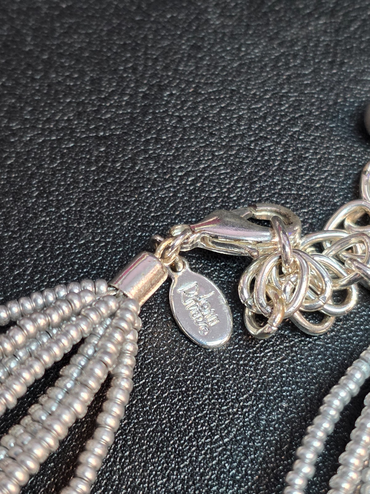 Joan Rivers Silver Medallion with Multi Strand Silver Seed Bead Necklace 21 Inch