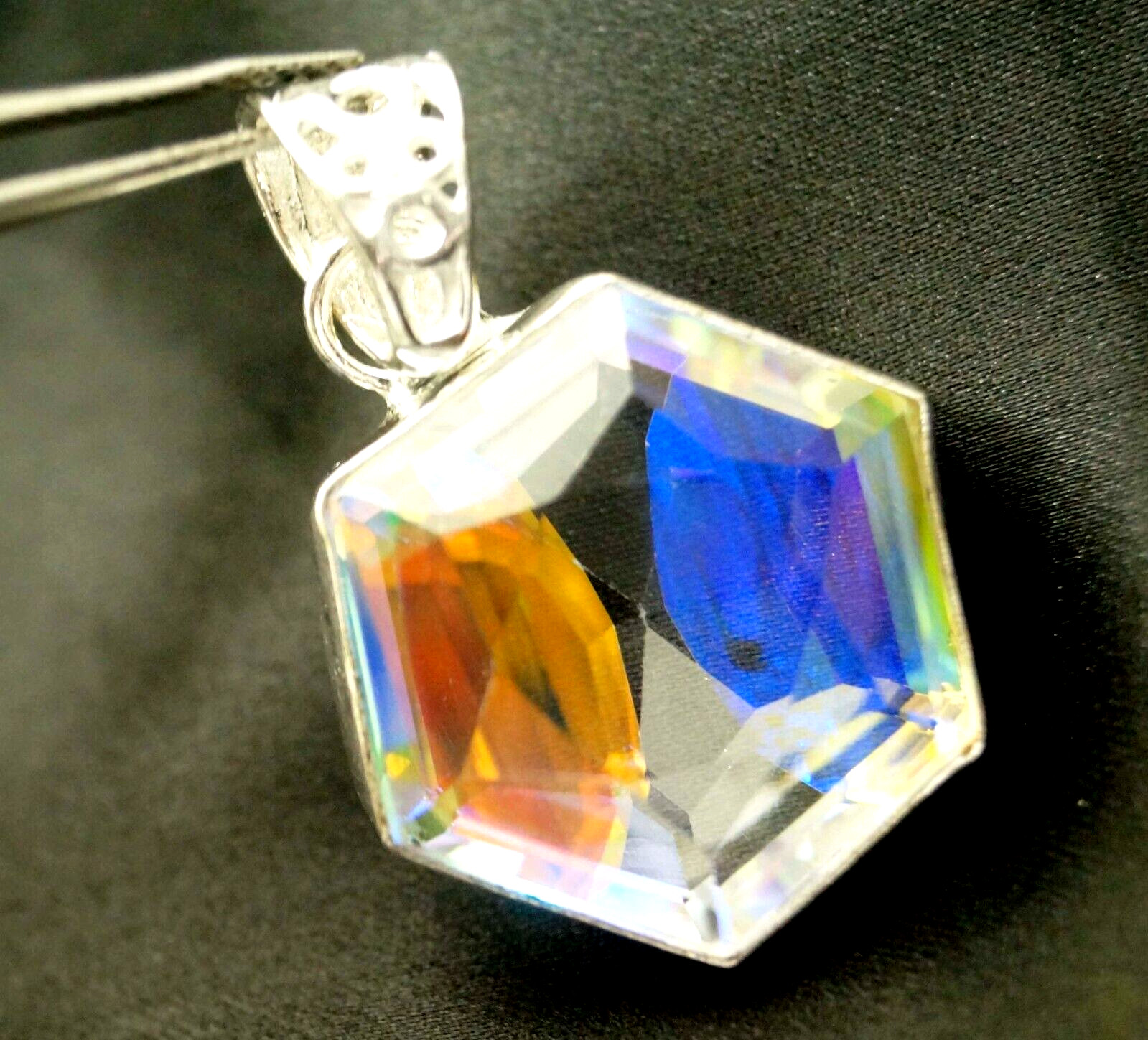 43.55 Ct Natural Rare Mystic Topaz Multi Color 925 Solid Silver Pendant Gemstone