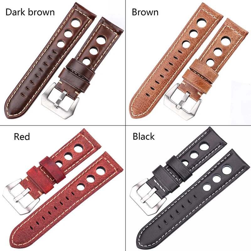 Cowhide Watch Strap Bracelet Vintage Genuine Leather 20mm 22mm 24mm Watchband