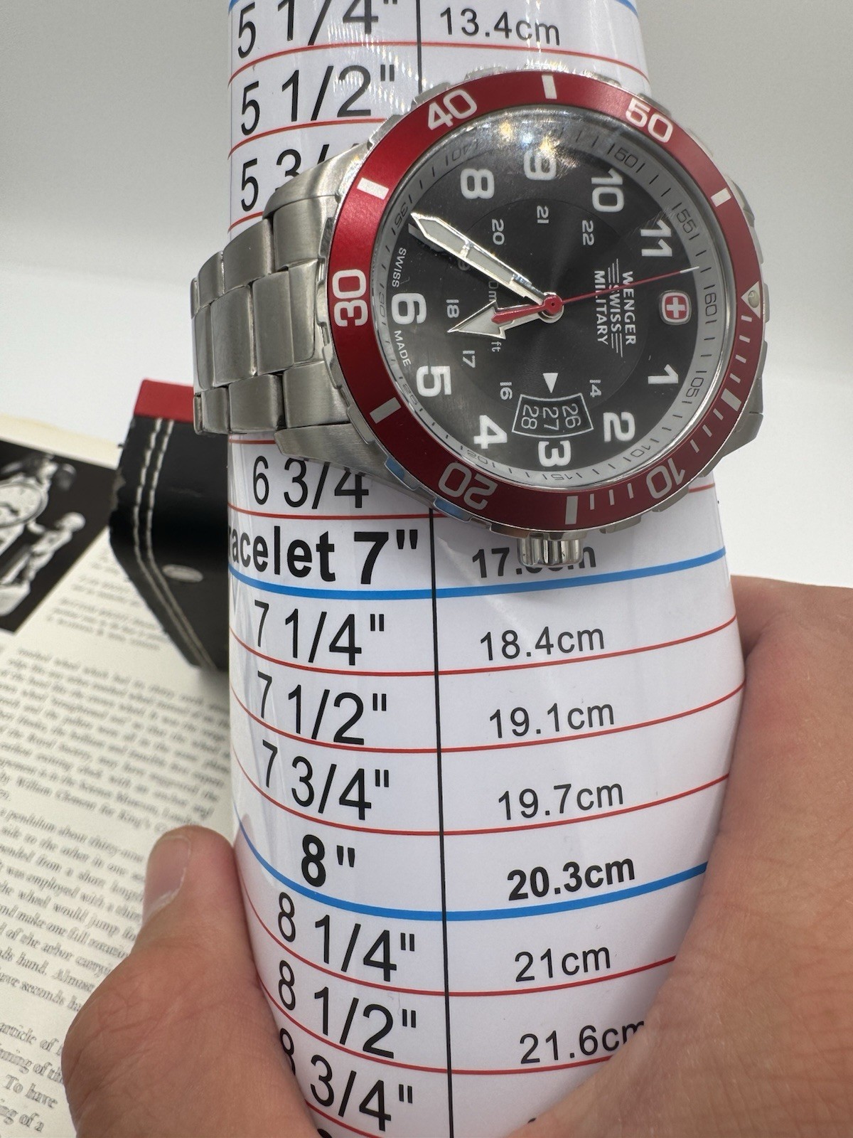Wenger Swiss Military Men’s Swiss Made Quartz 100m Red Bezel Gray Dial Date