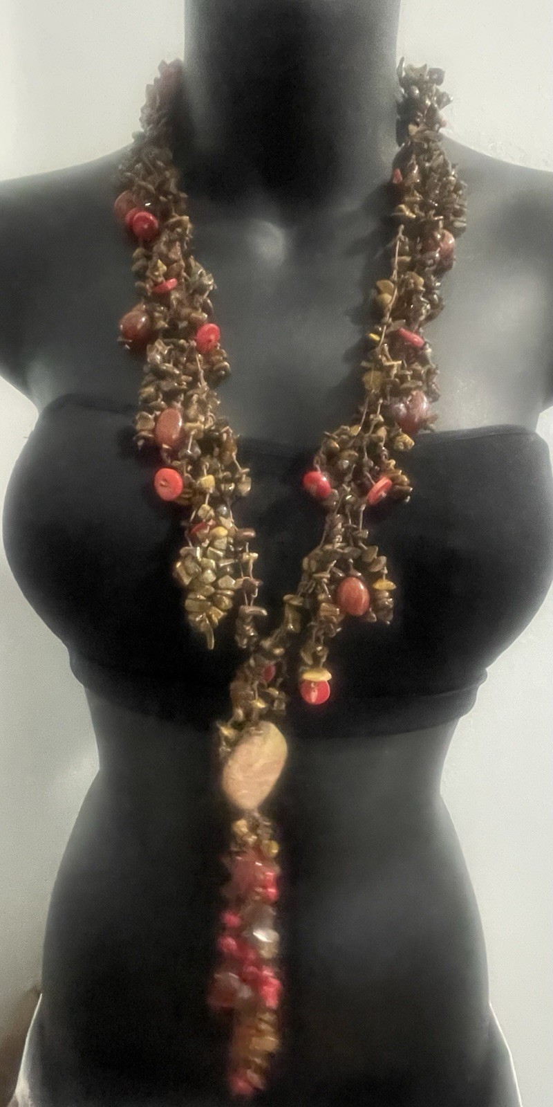 Gorgeous Long Boho Multi Strand Multicolor Gemstone Beaded Layered Necklace