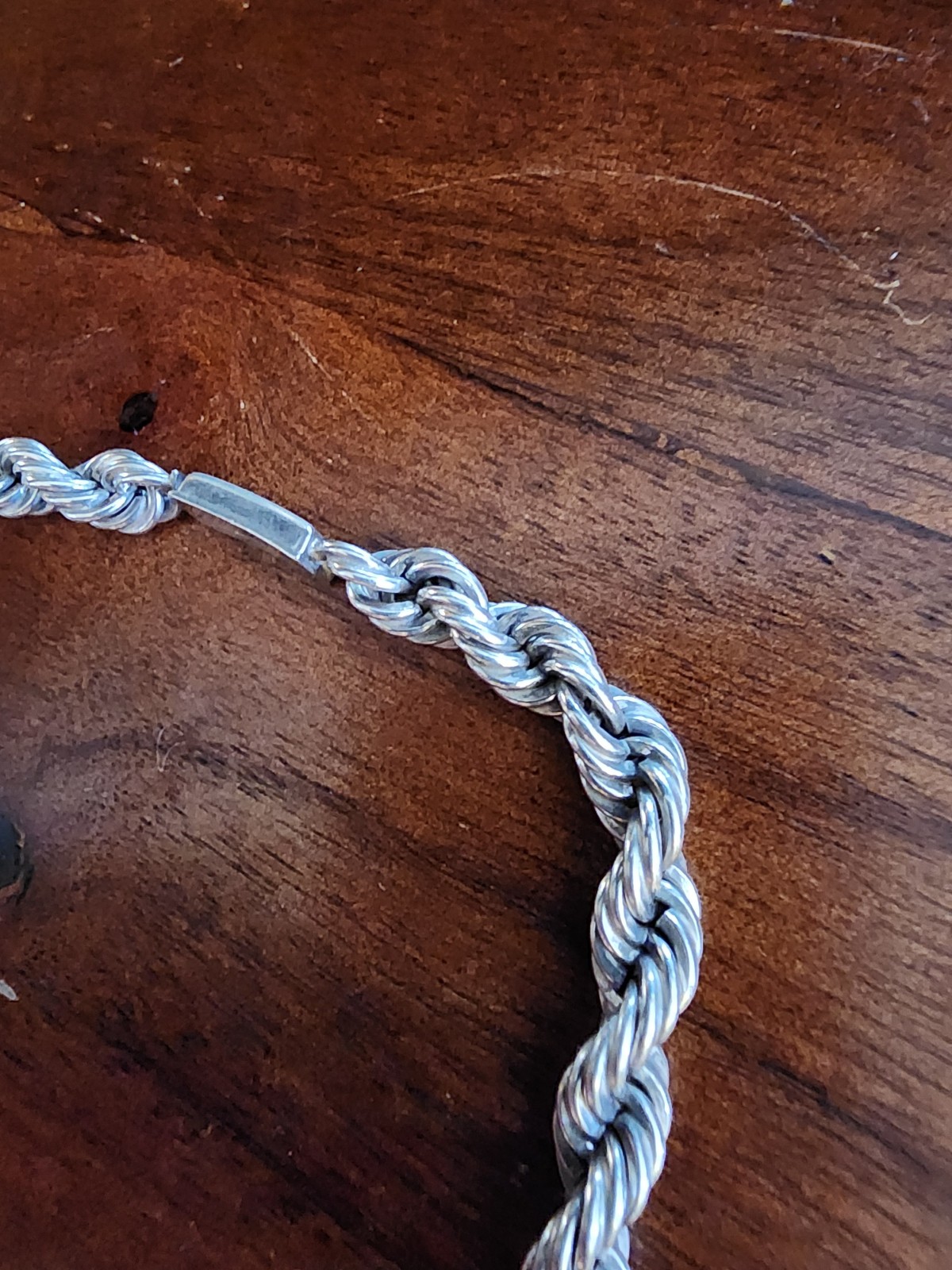 STERLING MEXICO 925 HEAVY WIDE ROPE CHAIN NECKLACE W SECURITY CLASP 20″