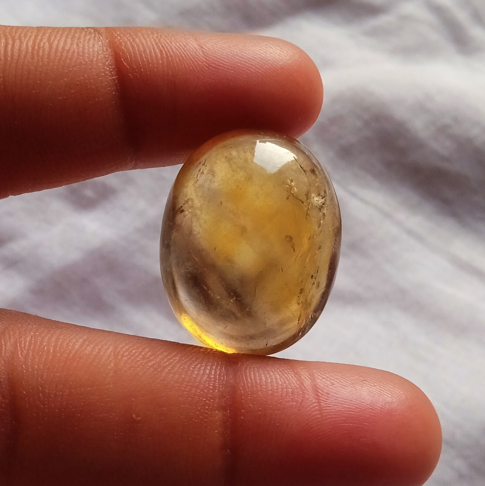 46 Carat 25.8×20.3×12.7 MM Natural Yellow Color Citrine Oval Shape Cabochon Gems