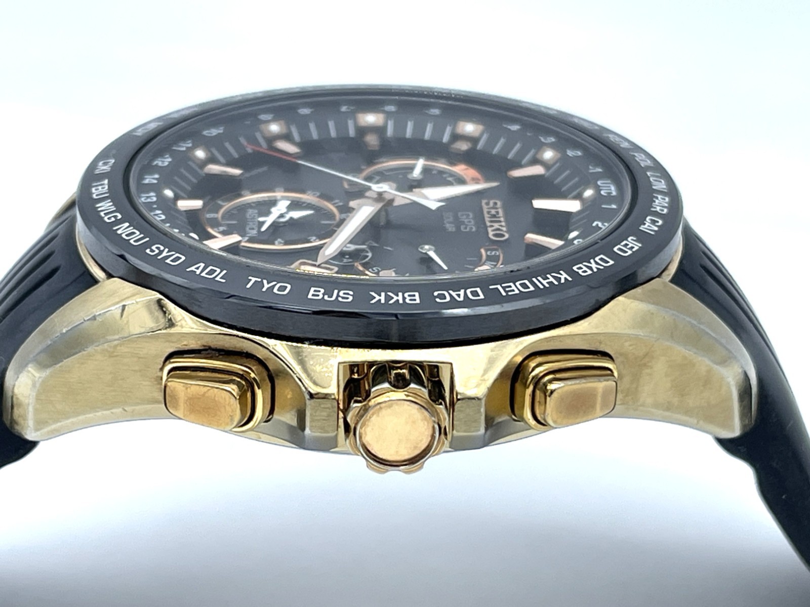 SEIKO ASTRON GPS Radio Wave Solar Men’s Watch Gold case 8X53-0AC0-2 Good coditio