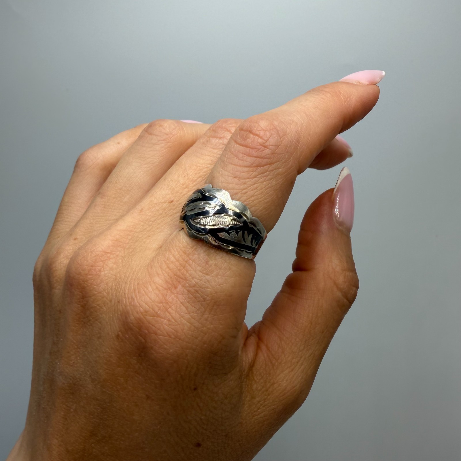 Vintage USSR 875 Silver Kubachi Niello Women’s Ring Size 9 Star Hallmark