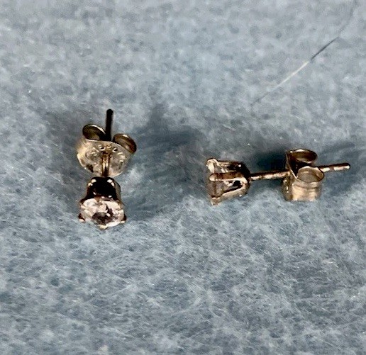 14k Gold Filled 4mm Sparkling White Topaz Stud Earrings