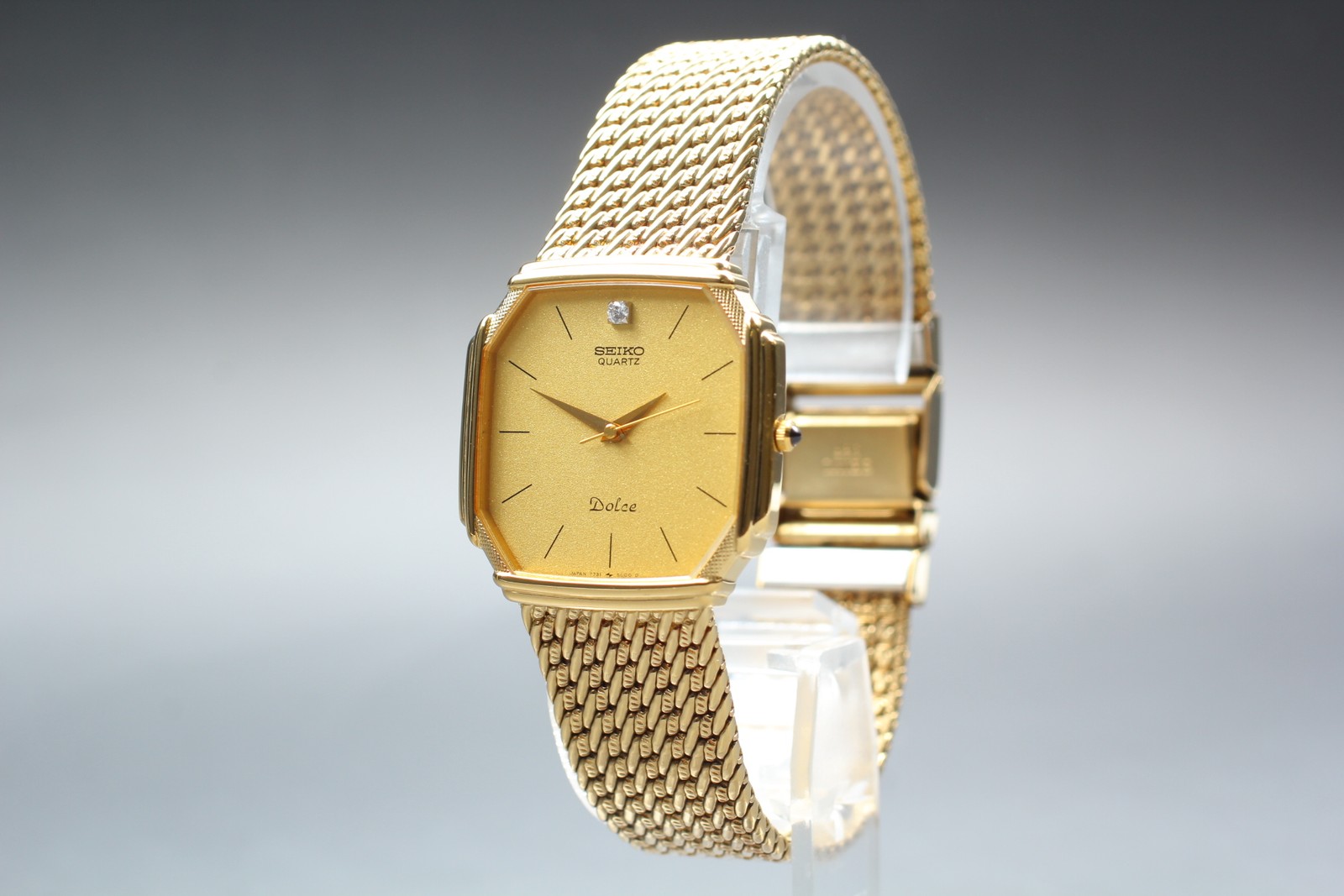 [MINT w/Box] SEIKO Dolce 7731-5000 1P Diamond Gold Men’s Watch From JAPAN