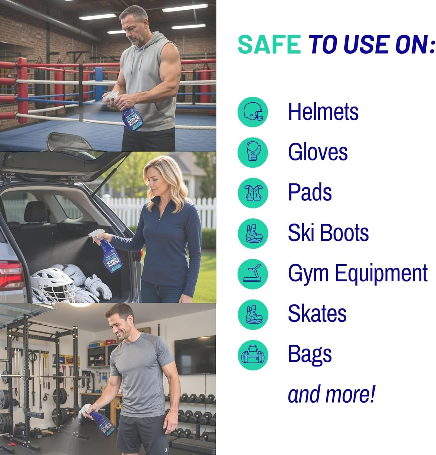 Sports Cleaner and Deodorizer – for Boxing Gloves, Sports Pads, Helmets, Gym Bag