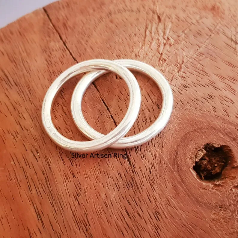 Set Of 2 Band Stacking Ring 925 Sterling Silver Stackable Band Ring Min All size