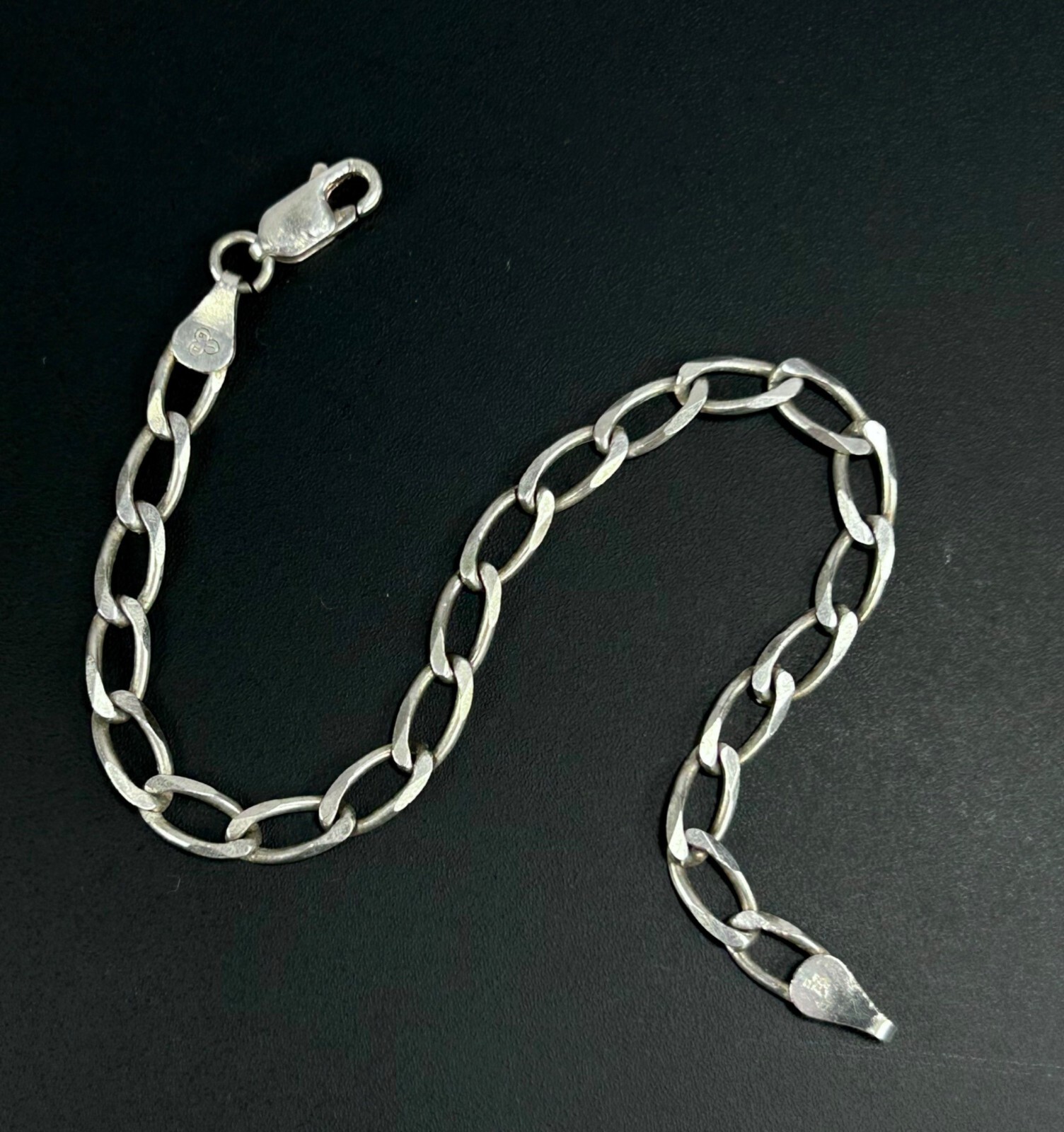 IBB ITALY 925 Sterling Silver Figaro Link Chain Bracelet 7.5” Lobster Claw Clasp
