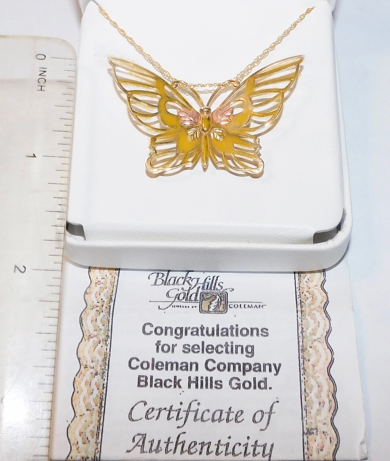 Black Hills Gold 10k Coleman Large Butterfly Slider Necklace Combo
