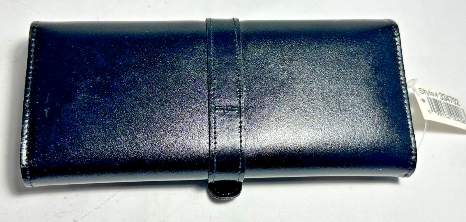 NOS Wolf Designs Genuine Leather Jewelry Roll Style 334702 Box Tag Black Buckle