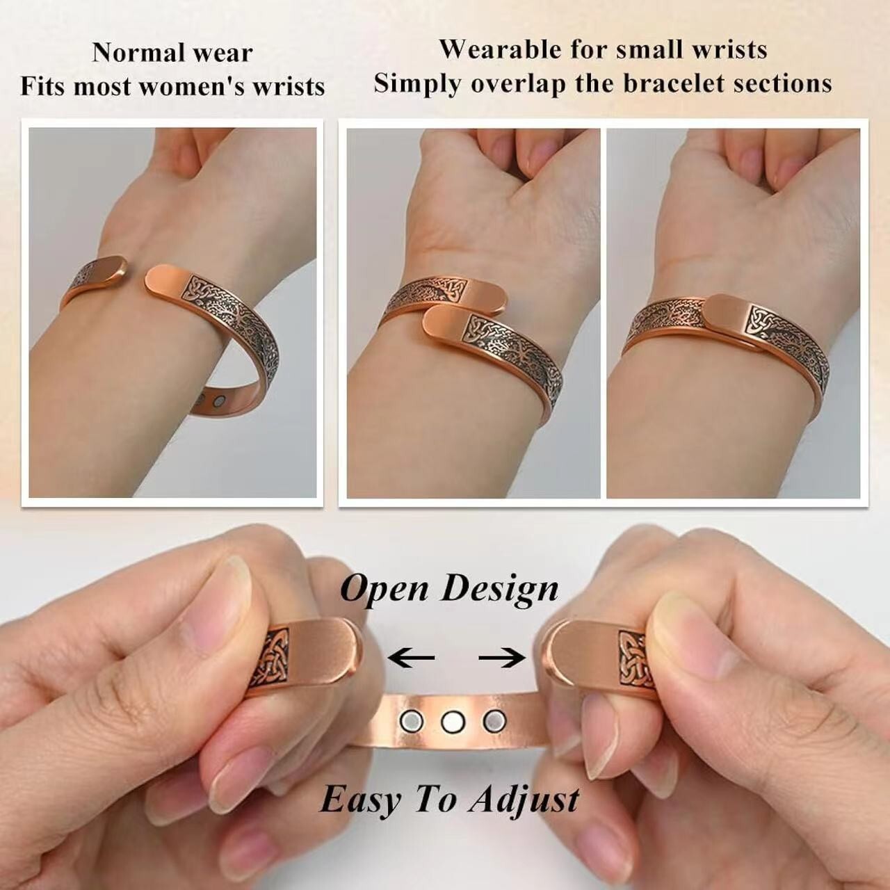 99.9% Magnetic Copper Men Bracelet tree of life Jewelry Terapia magnética Bangle