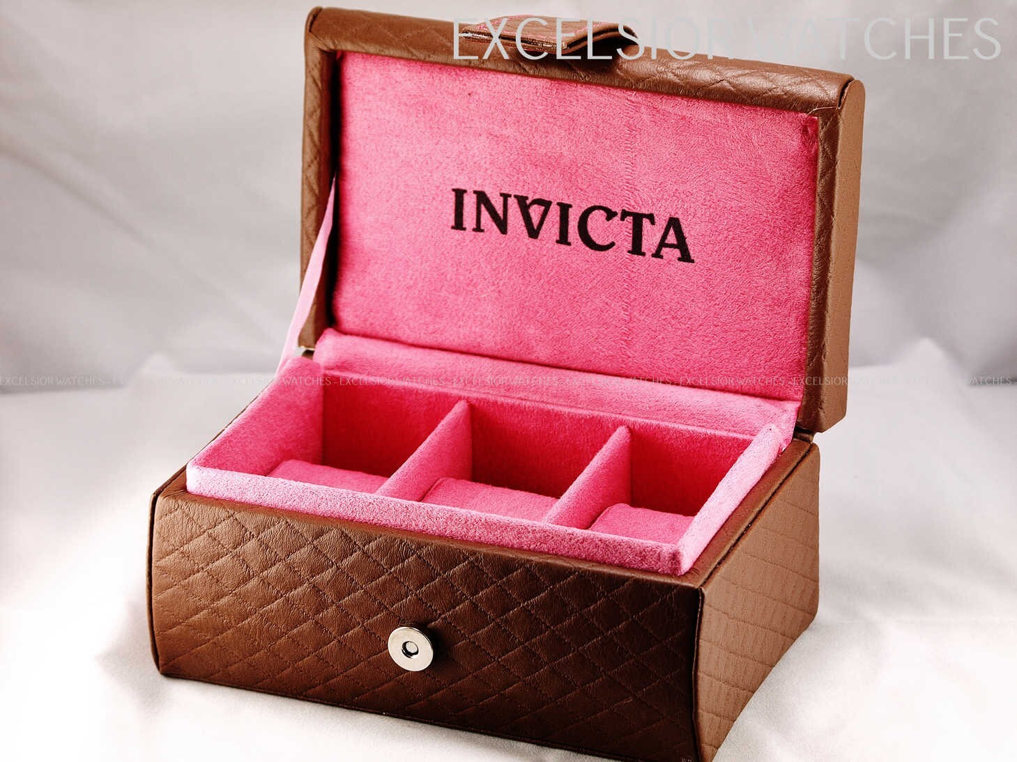 NEW Invicta 3 Slot Watch Case BROWN / PINK