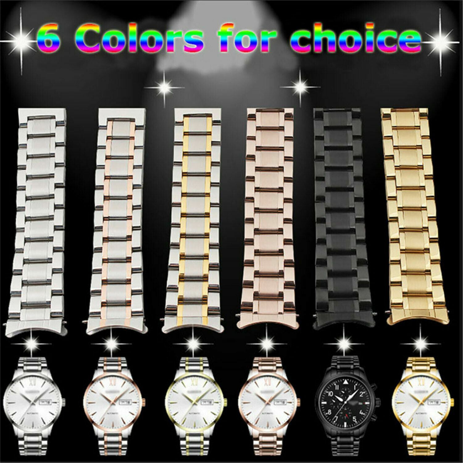 12mm 15 16 17 18 19 20 21 22 23 24mm Curved End Watch Band Stainless Steel Strap