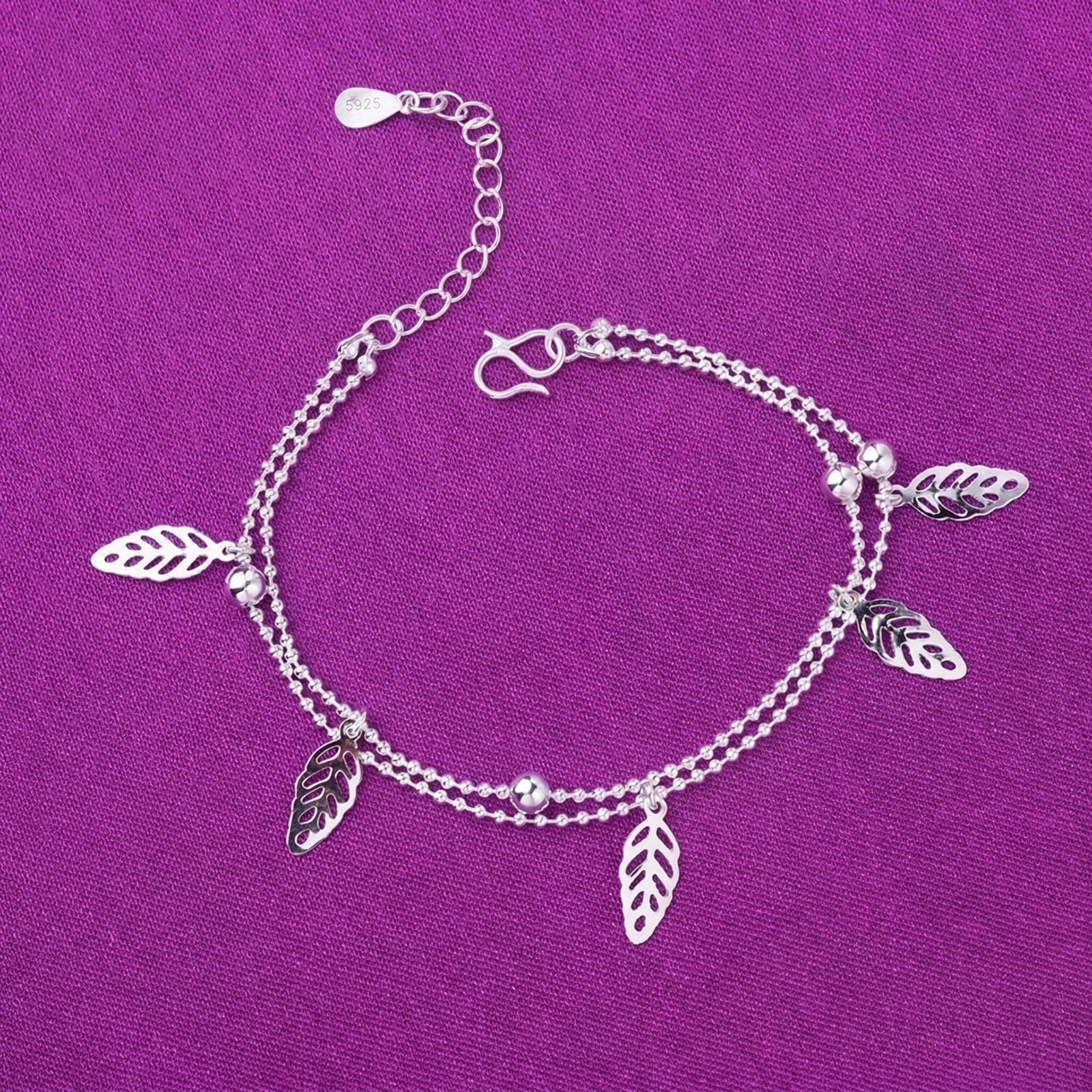 Sterling Silver Plated Round Chain Bracelet Womens Fashion Bangle Gift