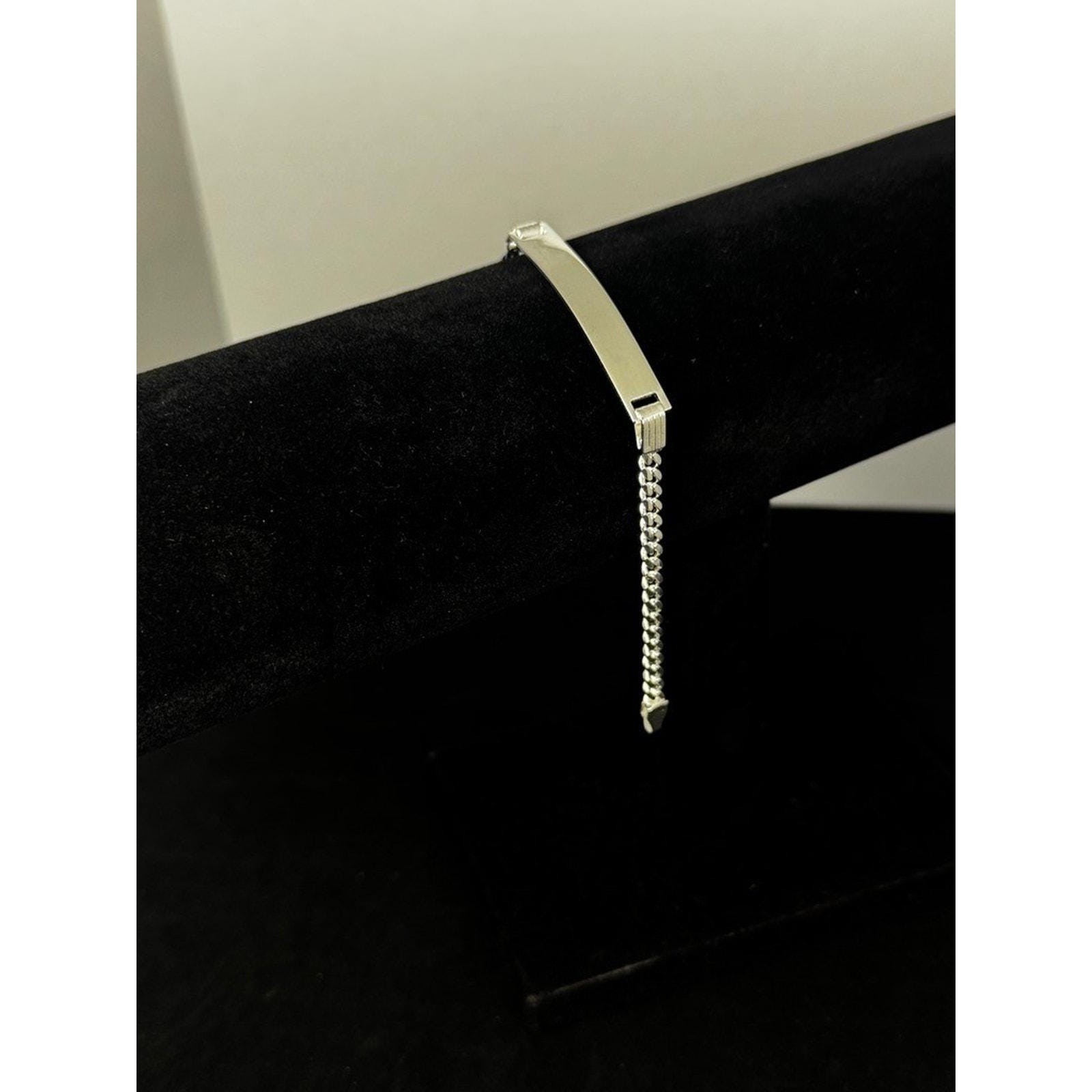 925Silver ID Bracelet 7 Inch 6 Grams Curb Link Chain Made in Italy