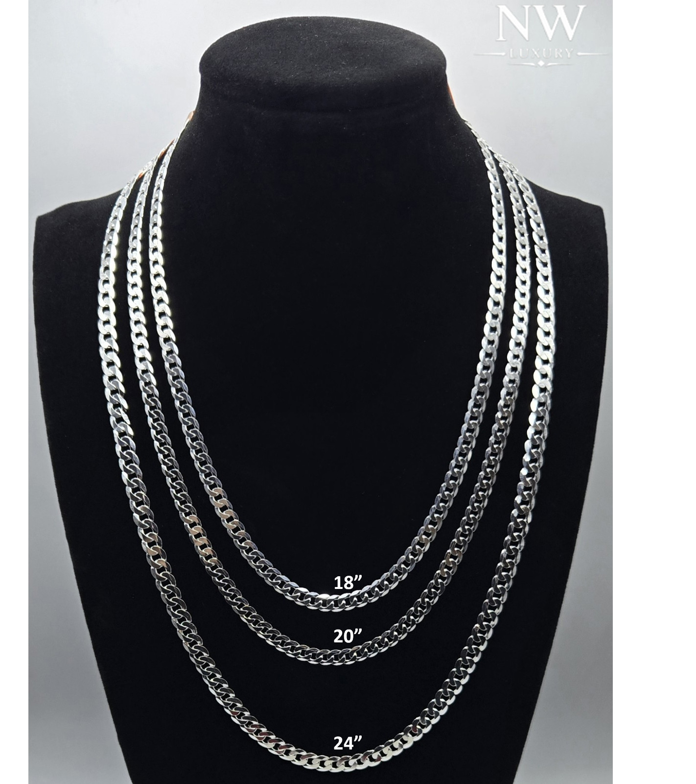 NEW CUBAN CURB Chain Necklaces, 925 Sterling Silver, Italy Handmade, 6mm-7mm