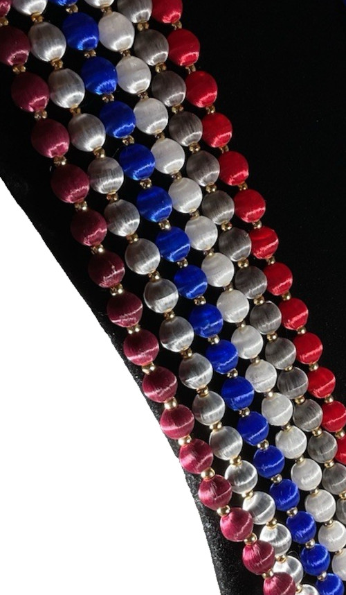 Lot of 6 Necklaces Silk/Satin Wrapped Beads Gold Tone Spacers Multicolor Vintage