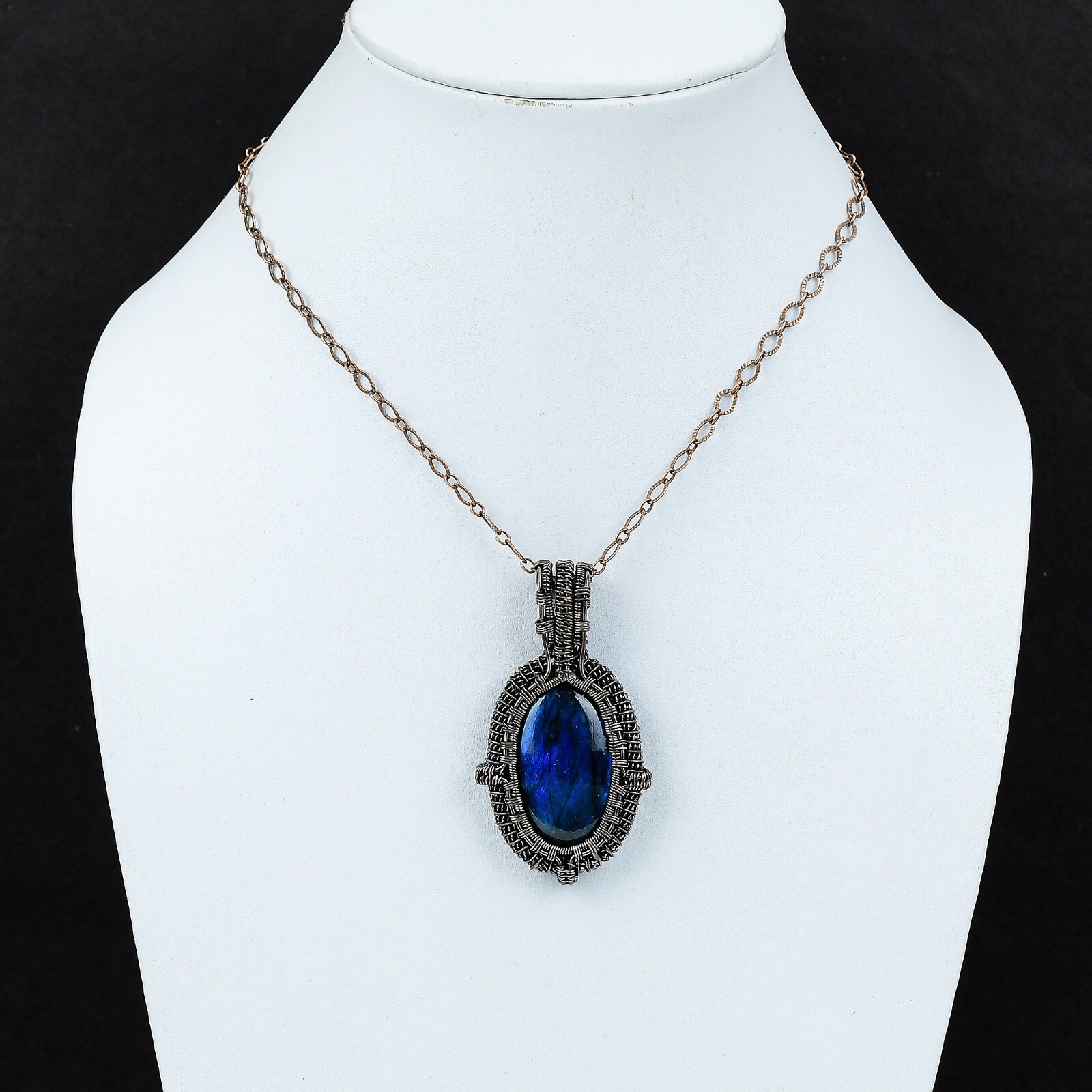 Labradorite Gemstone Jewelry Copper Gift For Bestie Wire Wrapped Pendant 2.56″